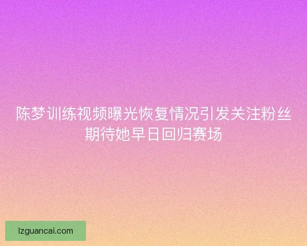 陈梦训练视频曝光恢复情况引发关注粉丝期待她早日回归赛场