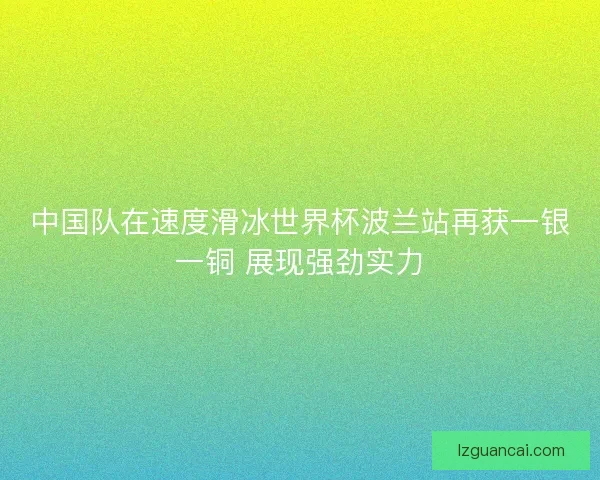 中国队在速度滑冰世界杯波兰站再获一银一铜 展现强劲实力