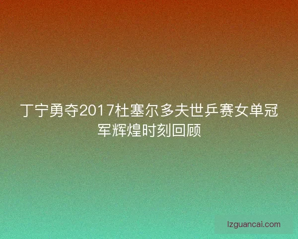 丁宁勇夺2017杜塞尔多夫世乒赛女单冠军辉煌时刻回顾